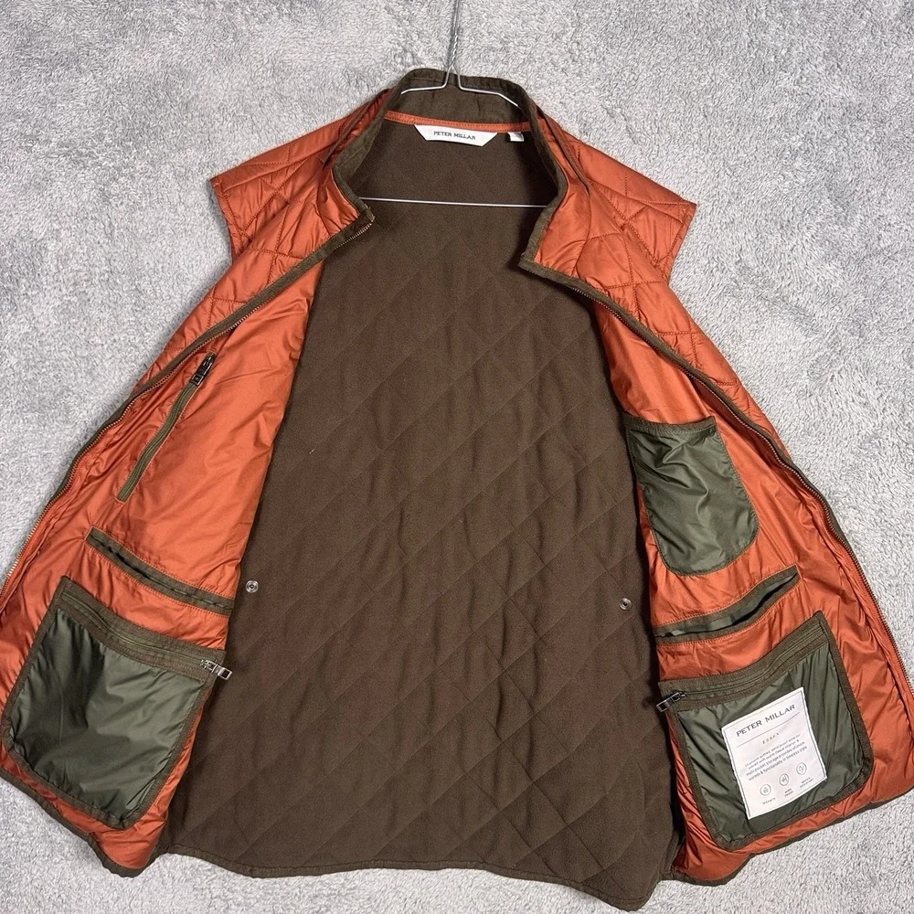 Peter Millar Essex Vest Mens L Suede Diamond Quilted Travel Wind Water Proof